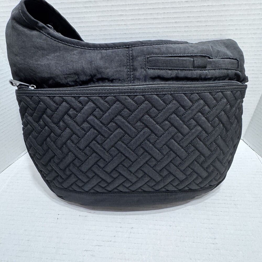 Lug Canopy LOVE Black Nylon Crossbody Hobo Bag Adjustable Strap RFID 8989 Purse - Picture 3 of 10